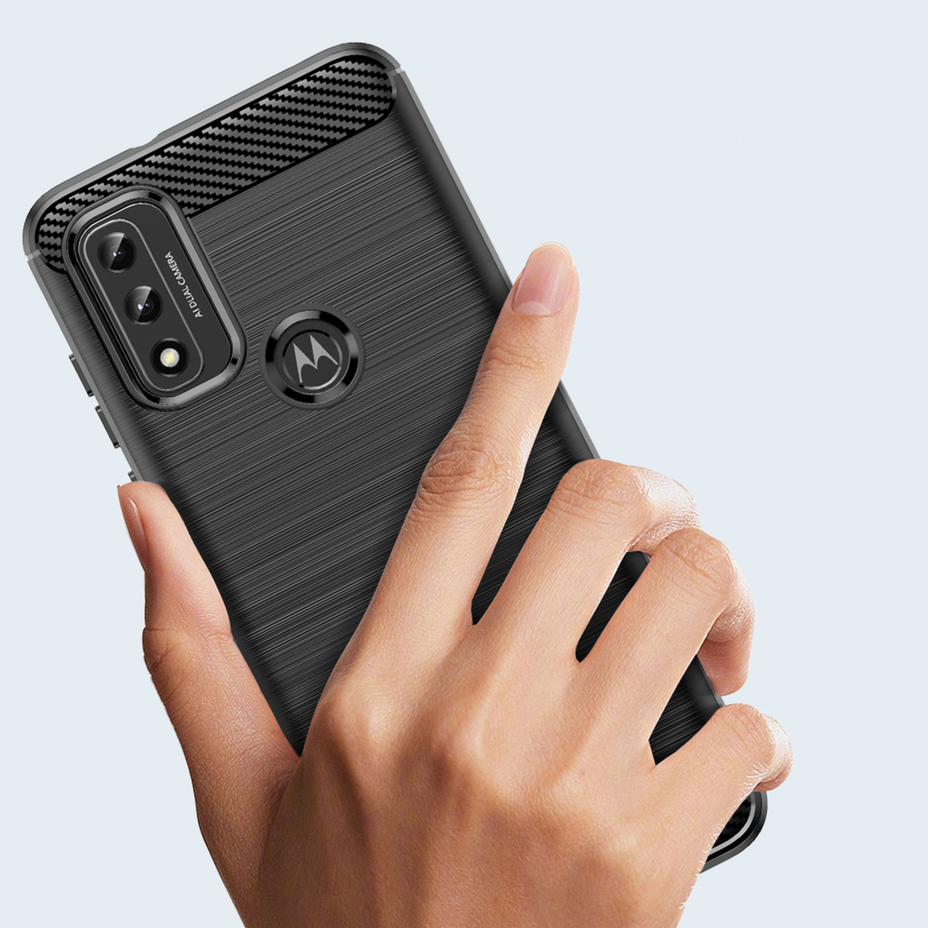 Carbon Shield TPU -kotelo Motorola Moto G Play 2023:lle - musta