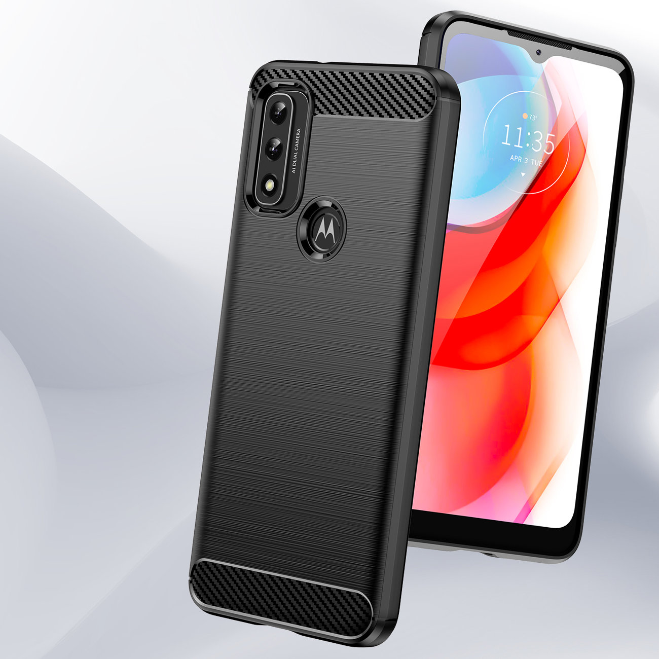Carbon Shield TPU -kotelo Motorola Moto G Play 2023:lle - musta