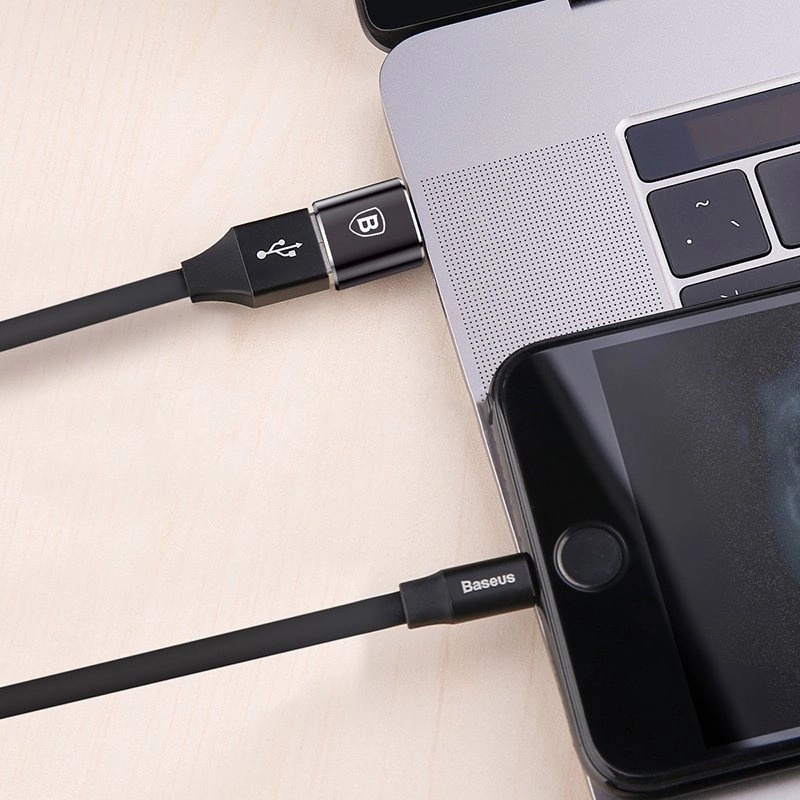 Baseus Mini USB-A - USB-C OTG-adapteri - Musta