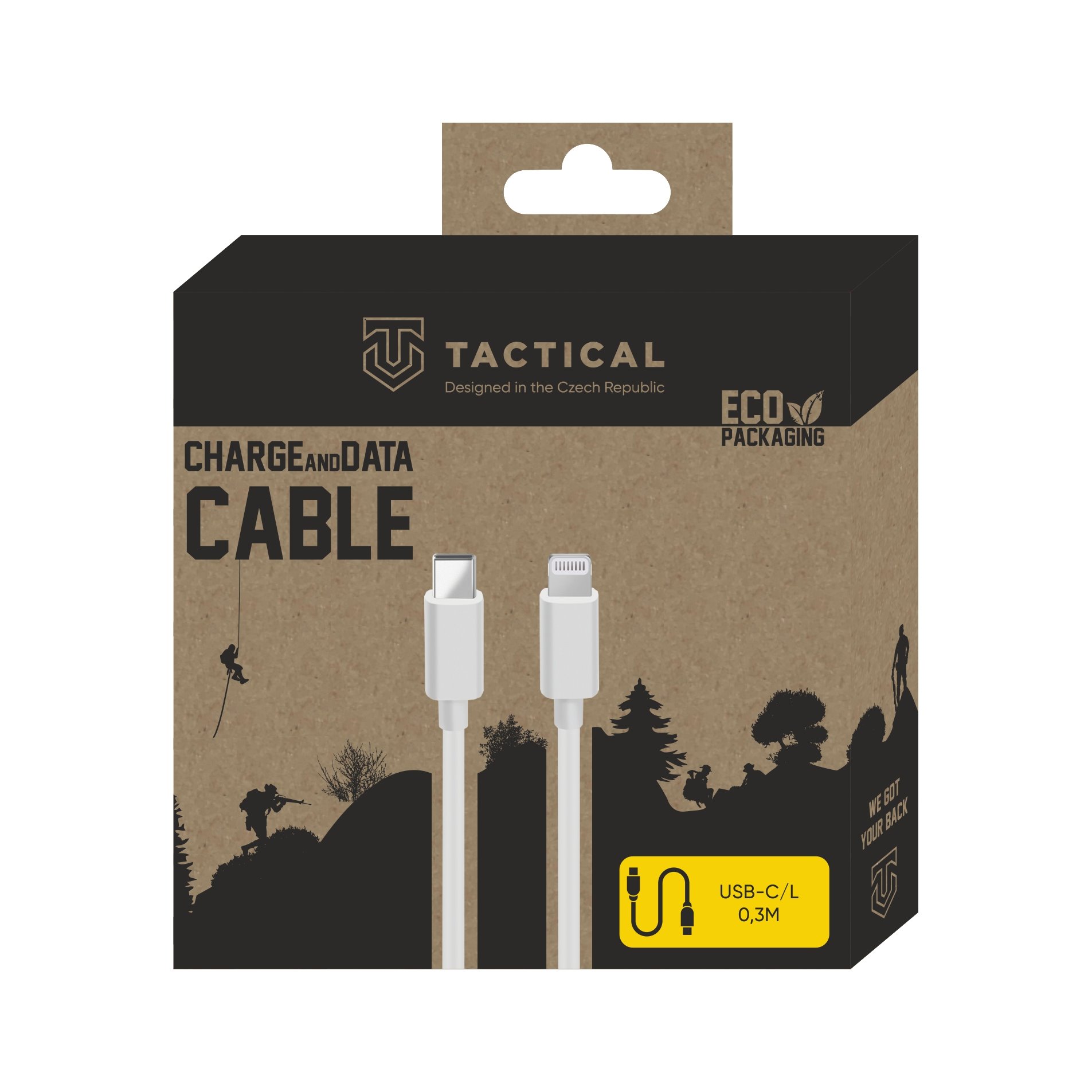 Tactical Smooth Thread kaapeli USB-C/Lightning - 0,3m - Valkoinen