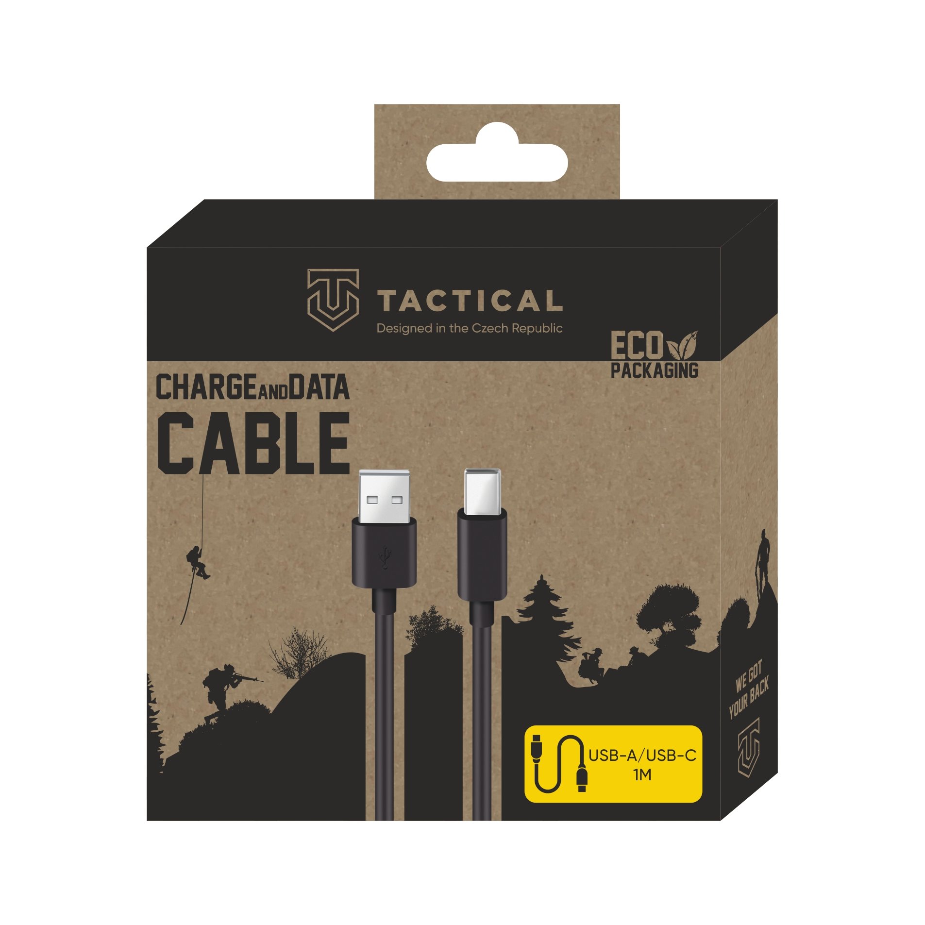 Tactical Smooth Thread kaapeli USB-A/USB-C - 1m - Musta