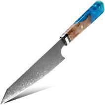 Damaskolainen keittiöveitsi KU - 40421 - Kiritsuke / Sininen / 30,5 cm