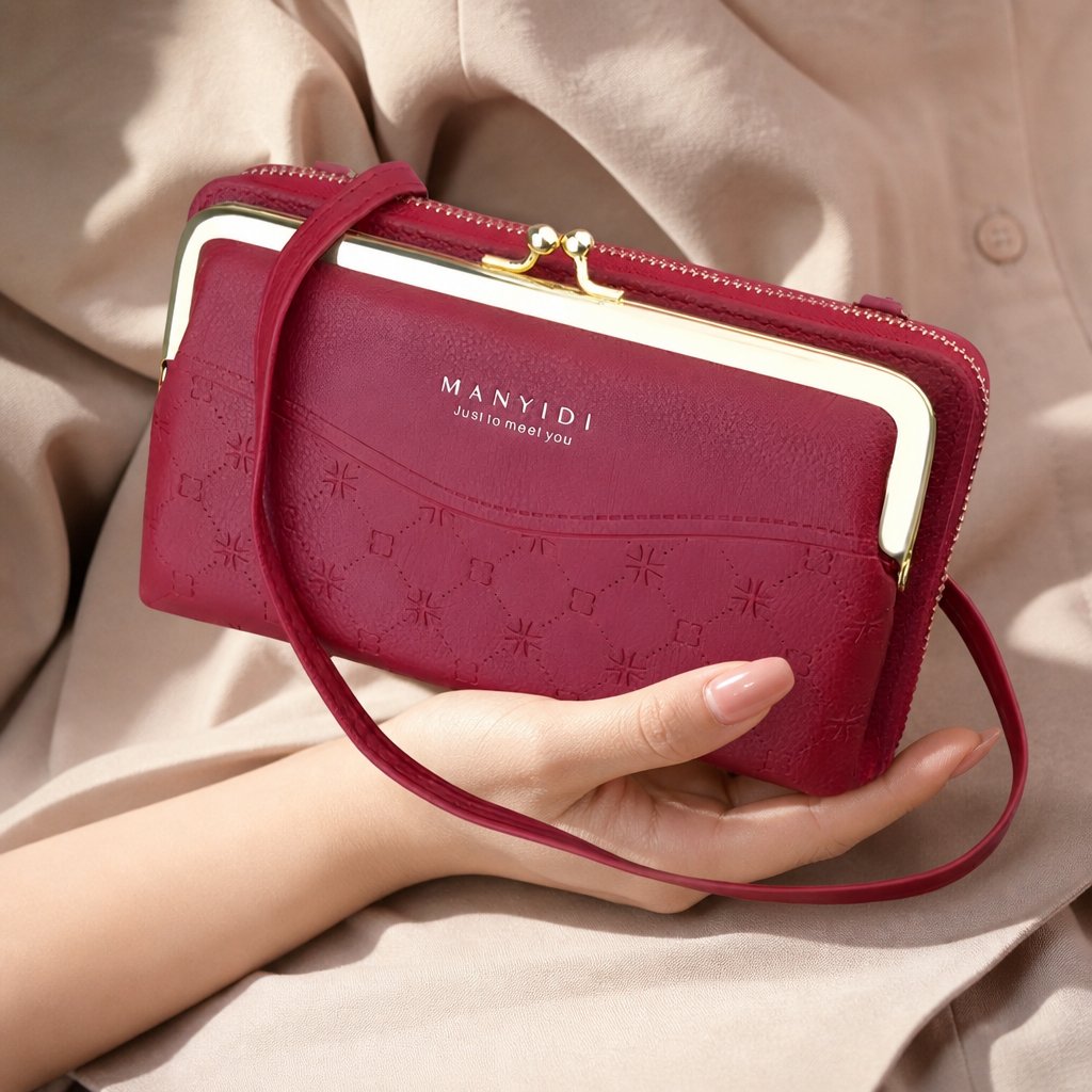 Crossbody-lompakko LE-25217 - Viininpunainen