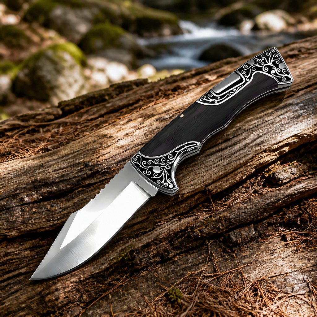 Ulkoilutaittuva veitsi A3157 - 22,5 / 9 cm / Musta